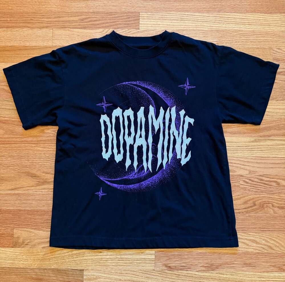 Vintage Style Pacsun Dopamine Embroidered Graphic T-Shirt Size M Black